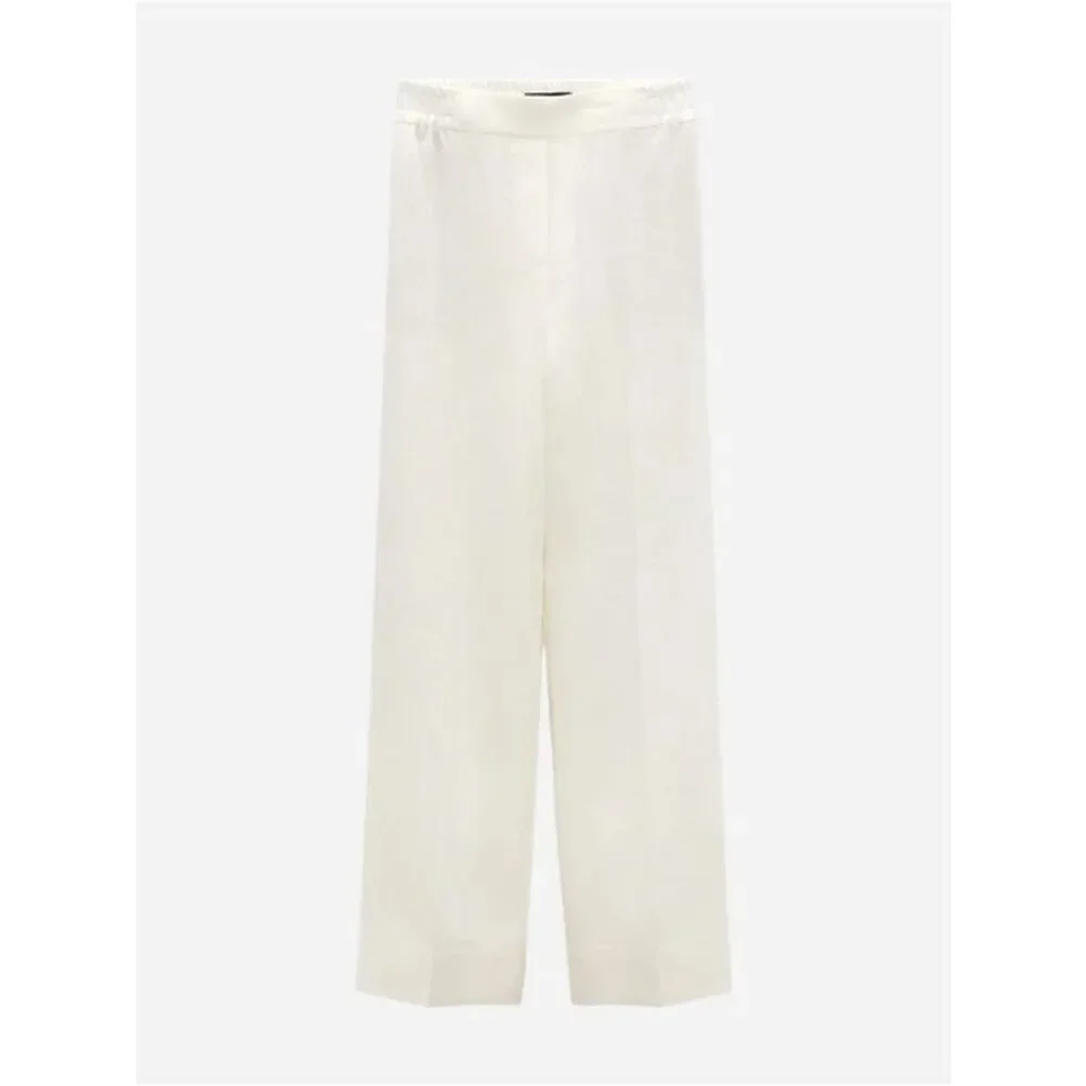 ZARA LINEN BLEND WIDE LEG PANTS ECRU